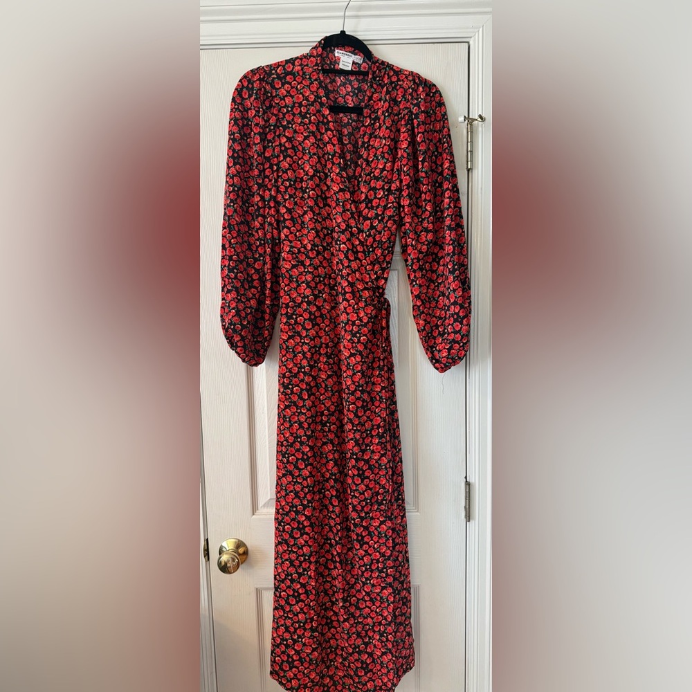 ASOS Maternity Red & Black Floral Wrap Maxi Dress